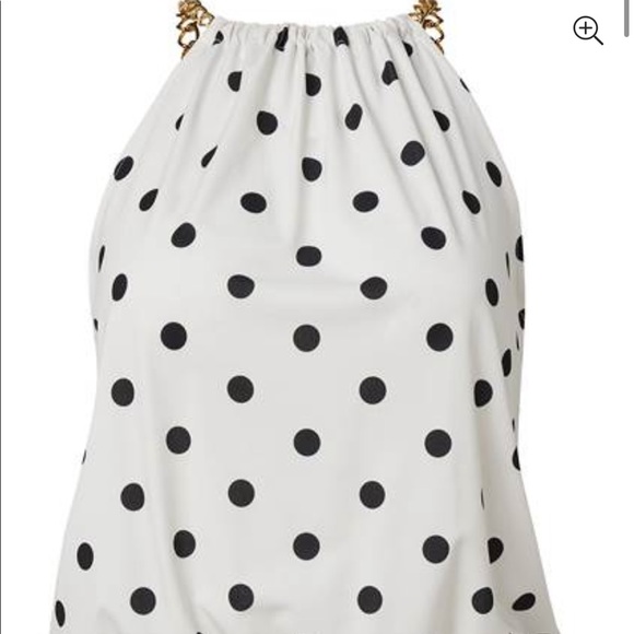Black and white Polka Dot with Chain Detail Top size M Brand New - Picture 3 of 6